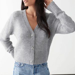 & OTHER STORIES Bee Button Alpaca Blend Cardigan Grey